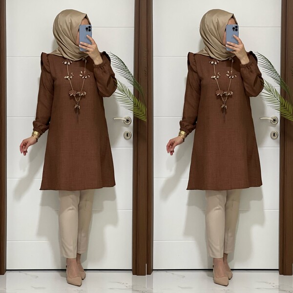 2067 K40 KİREMİT MANOLYA TUNİK - 5