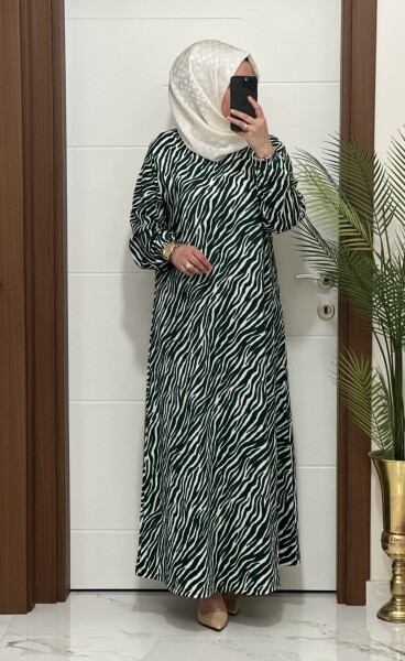 1515 K-70 ZEBRA ELBİSE YEŞİL RENK - 2
