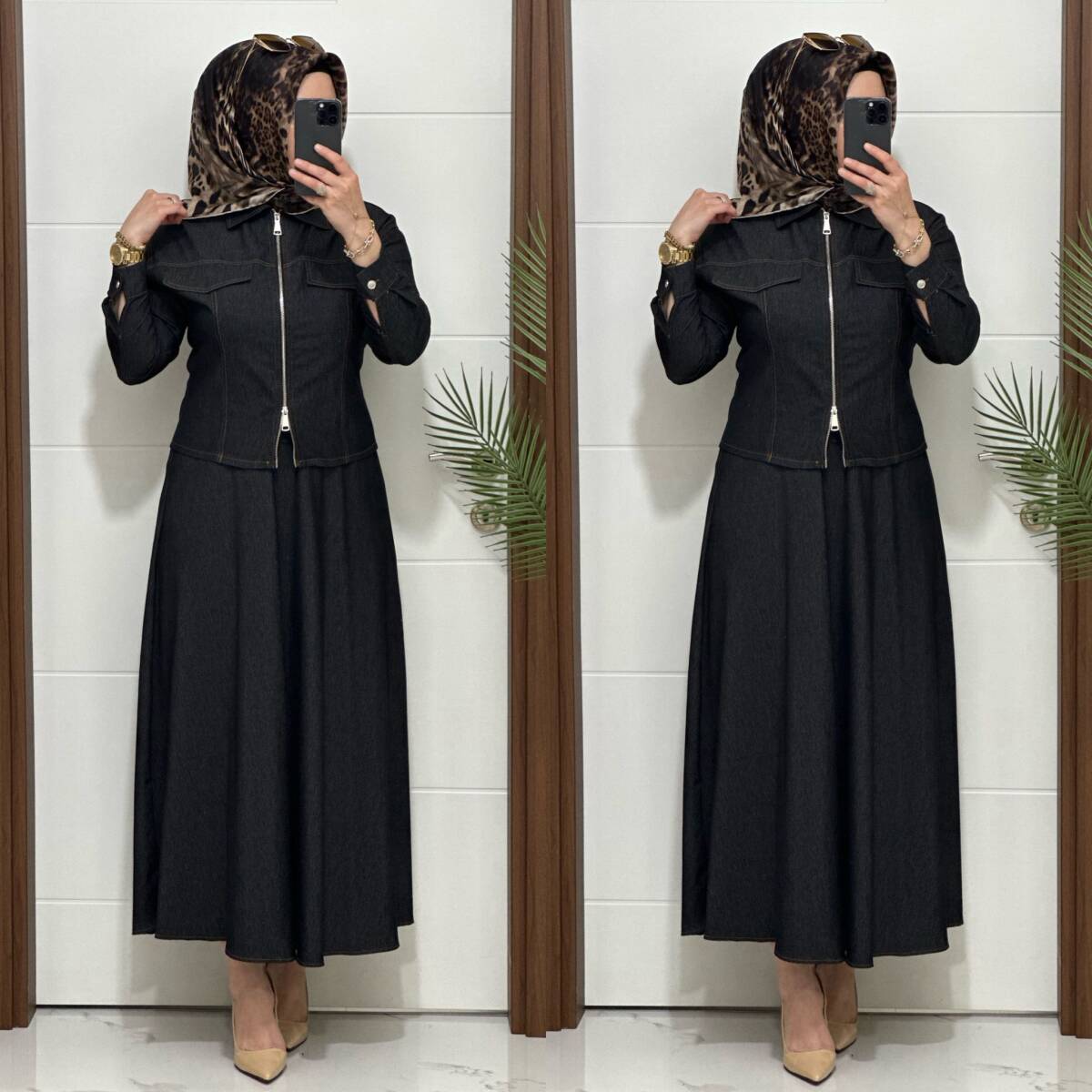 8705 K 220 SİYAH CEKET ETEK LAL TAKIM - 4