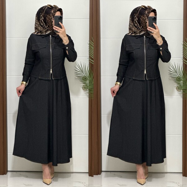 8705 K 220 SİYAH CEKET ETEK LAL TAKIM - 3