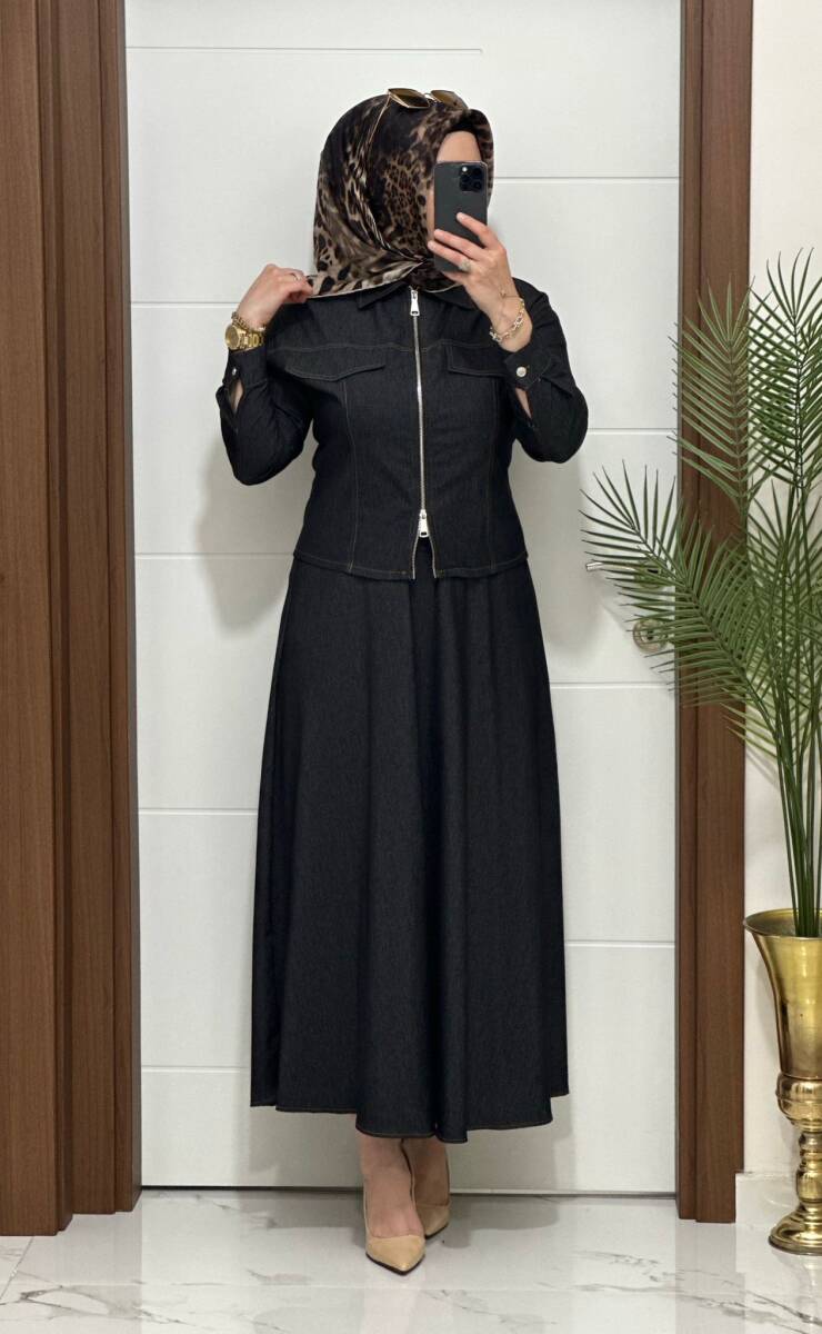 8705 K 220 SİYAH CEKET ETEK LAL TAKIM - 2