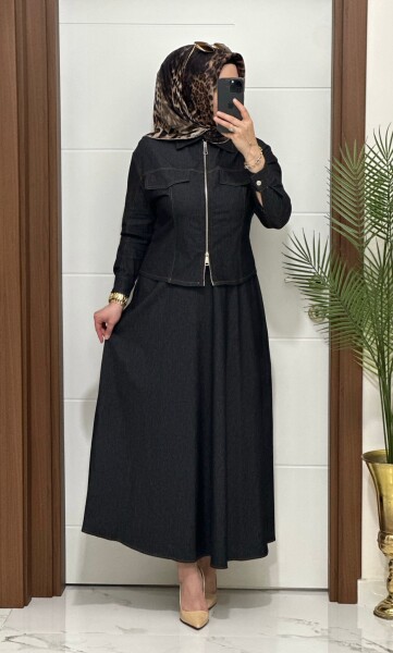 8705 K 220 SİYAH CEKET ETEK LAL TAKIM - MODA ALMİRA