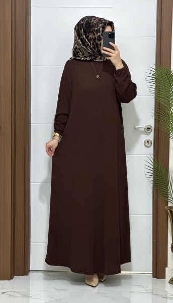 1018 K 60 KAHVERENGİ AYLA ELBİSE - 1
