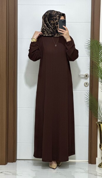1018 K 60 KAHVERENGİ AYLA ELBİSE - 3