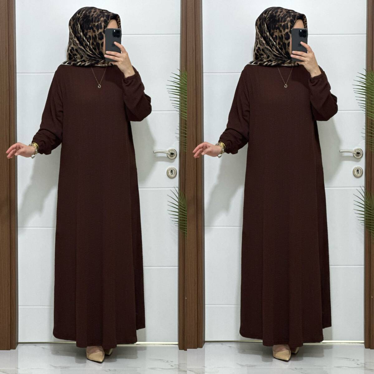 1018 K 60 KAHVERENGİ AYLA ELBİSE - 5