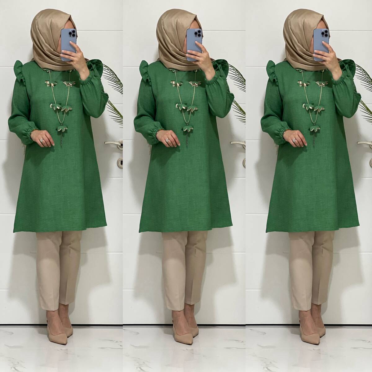 2067 K40 YESİL MANOLYA TUNİK - 6
