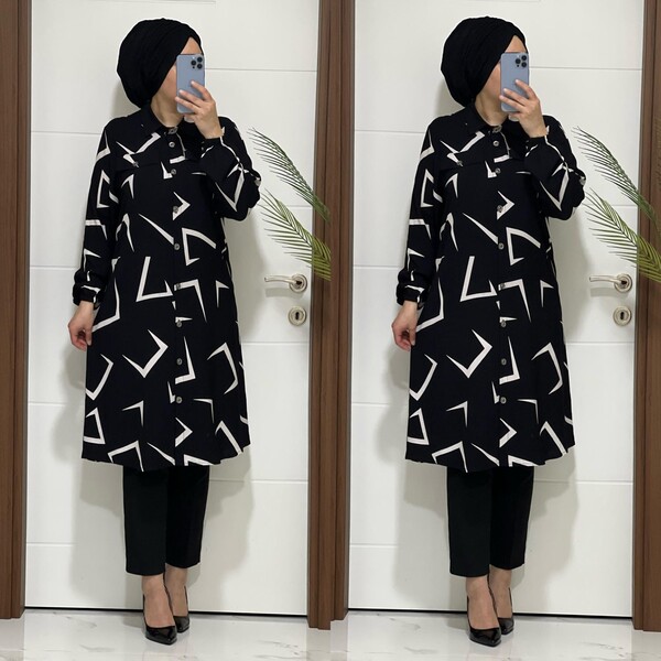 2075 K60 SİYAH AYLA TUNİK - 4