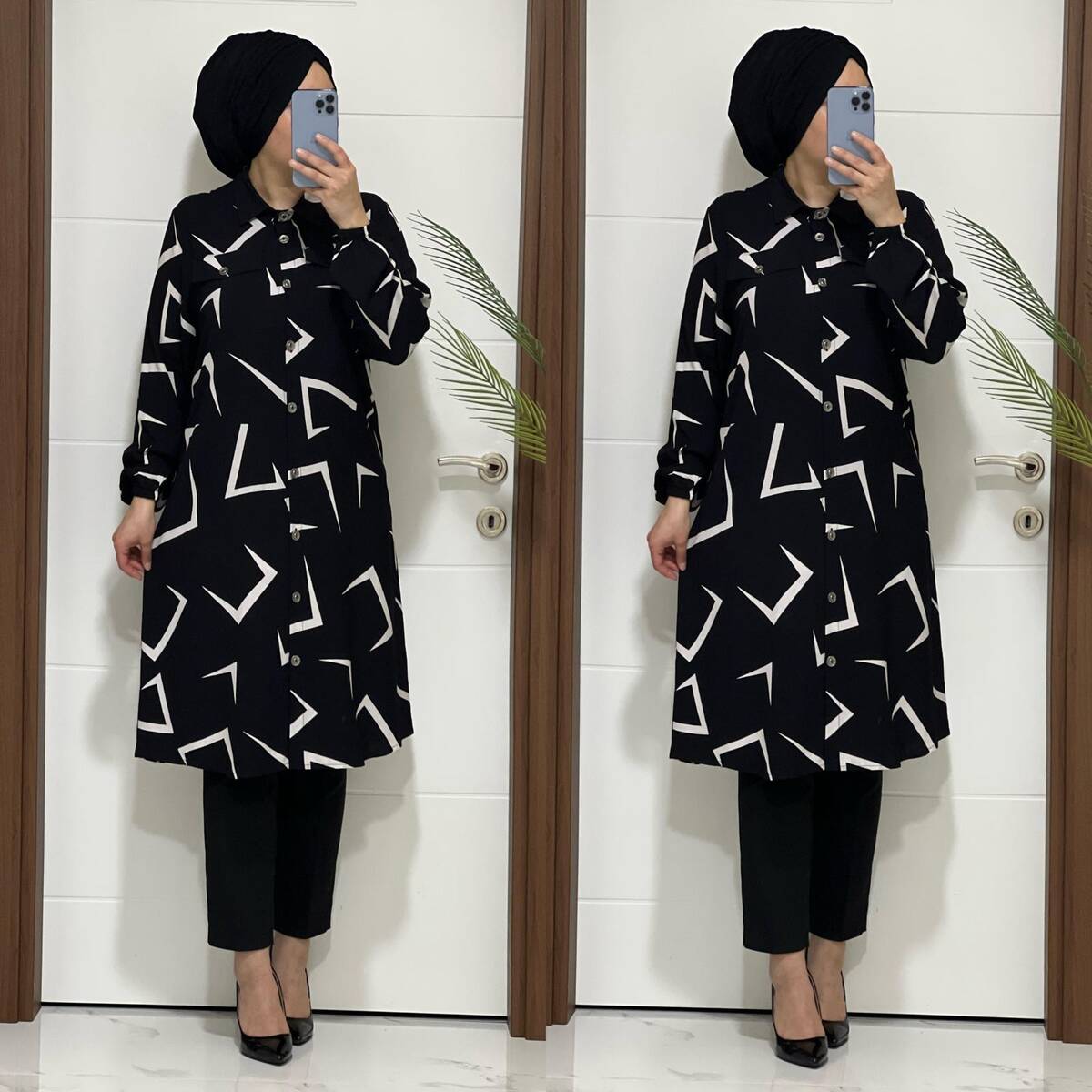 2075 K60 SİYAH AYLA TUNİK - 4