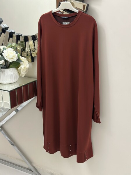 3636 K60 BÜYÜK BEDEN TAŞLI TUNİK KİREMİT RENK - MODA ALMİRA