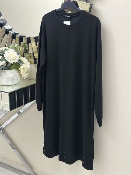 3636 K60 BÜYÜK BEDEN TAŞLI TUNİK SİYAH RENK - MODA ALMİRA