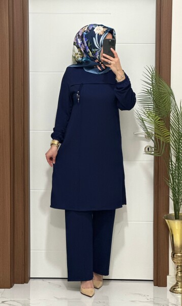 1687 K 90 LACİVERT GÜLCE TAKIM - MODA ALMİRA