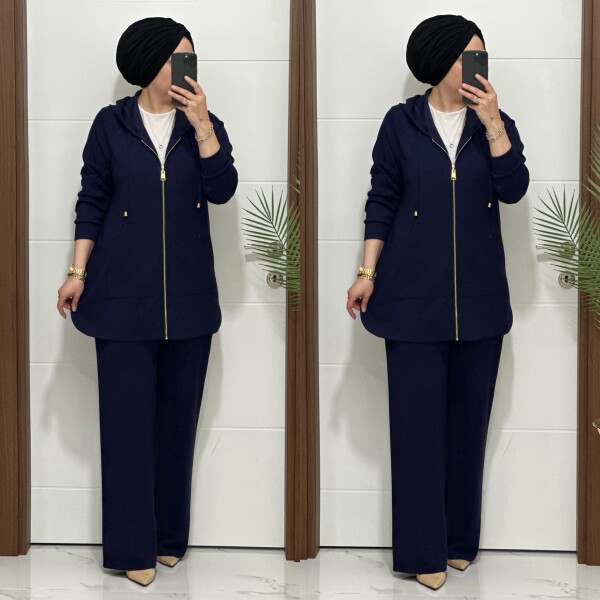 25921 K180 LACİVERT KANGURU CEPLİ KAPSONLU TAKIM - 4