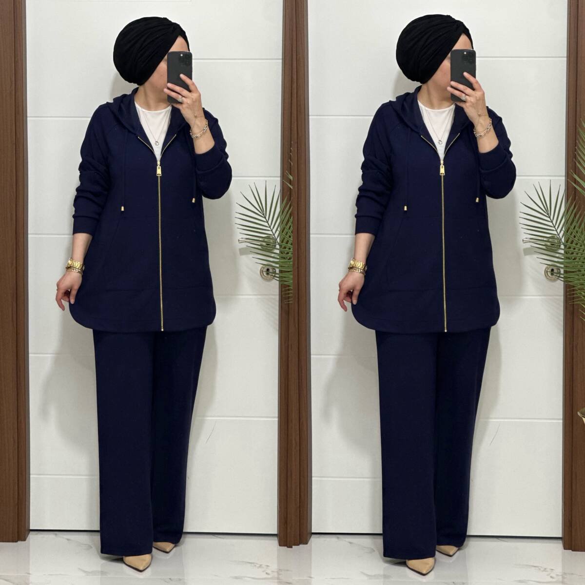 25921 K180 LACİVERT KANGURU CEPLİ KAPSONLU TAKIM - 4