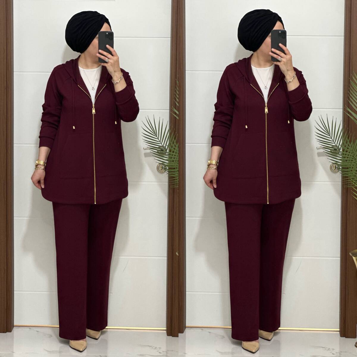 25921 K180 BORDO KANGURU CEPLİ KAPSONLU TAKIM - 4