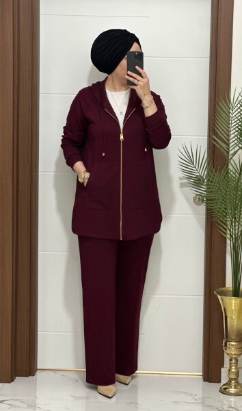 25921 K180 BORDO KANGURU CEPLİ KAPSONLU TAKIM - 2