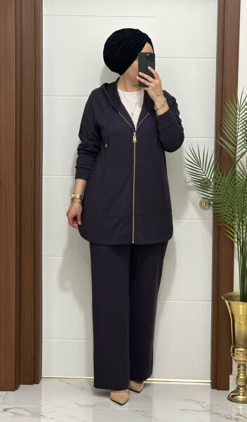 25921 K180 ANTRASİT KANGURU CEPLİ KAPSONLU TAKIM - MODA ALMİRA