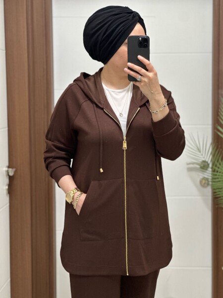 25921 K180 KAHVE KANGURU CEPLİ KAPSONLU TAKIM - 4