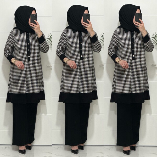 2612 K 150 SİYAH KAZ AYAGI DÜĞMELİ TAKIM - 4