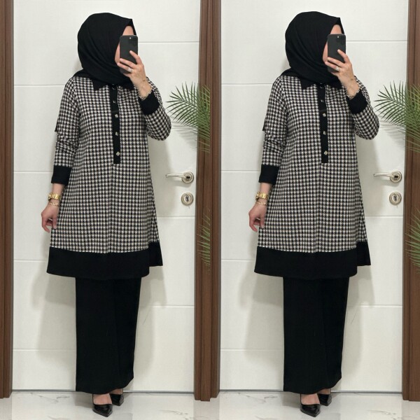 2612 K 150 SİYAH KAZ AYAGI DÜĞMELİ TAKIM - 3