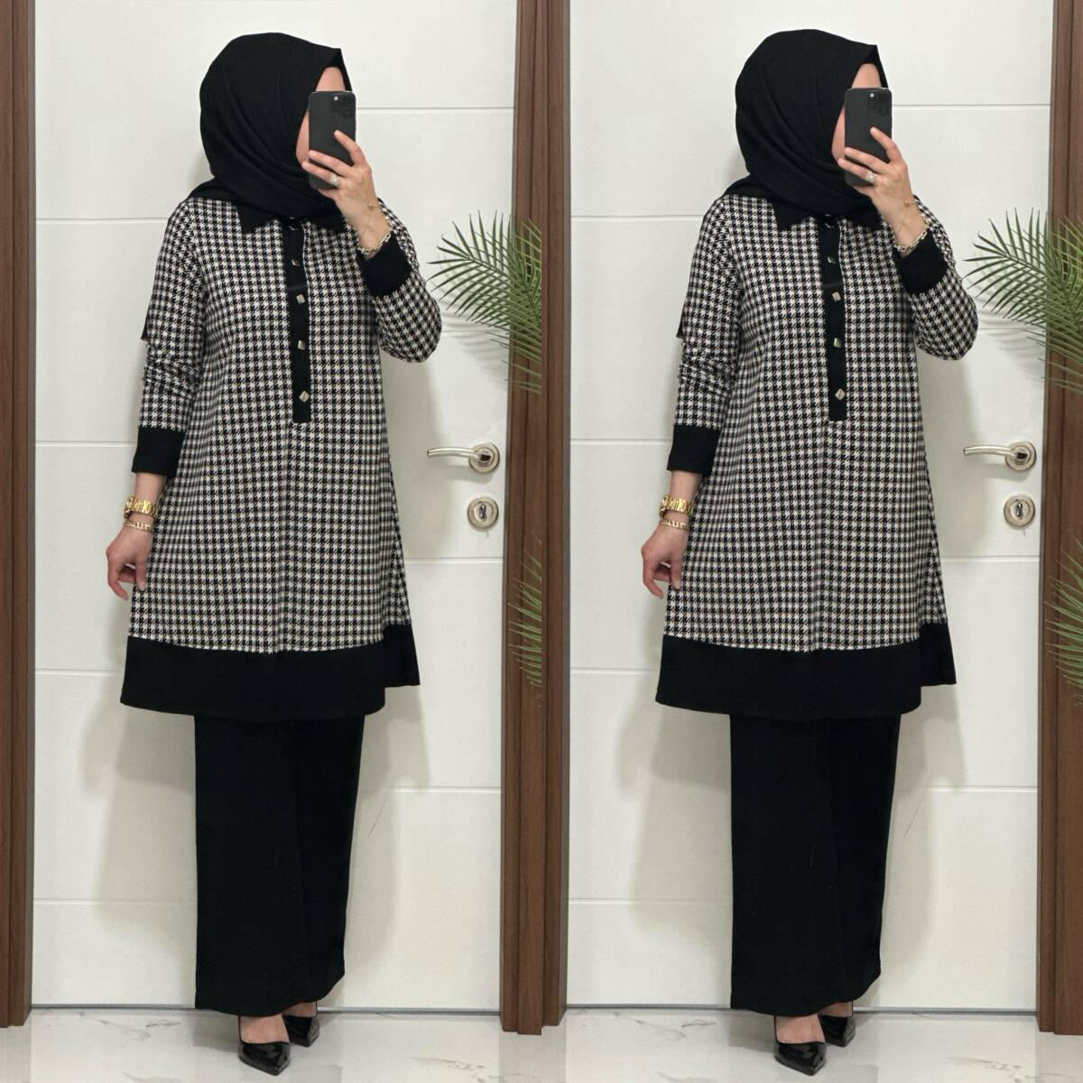 2612 K 150 SİYAH KAZ AYAGI DÜĞMELİ TAKIM - 3