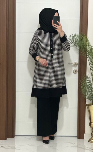 2612 K 150 SİYAH KAZ AYAGI DÜĞMELİ TAKIM - 2