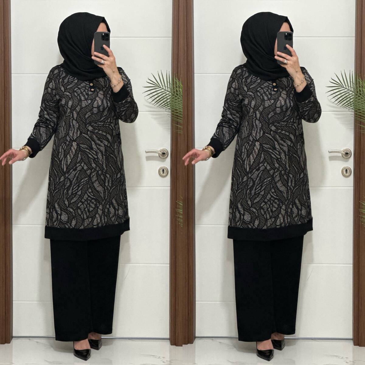 26135 K 130 SİYAH - KAHVE AYÇA TAKIM - 3