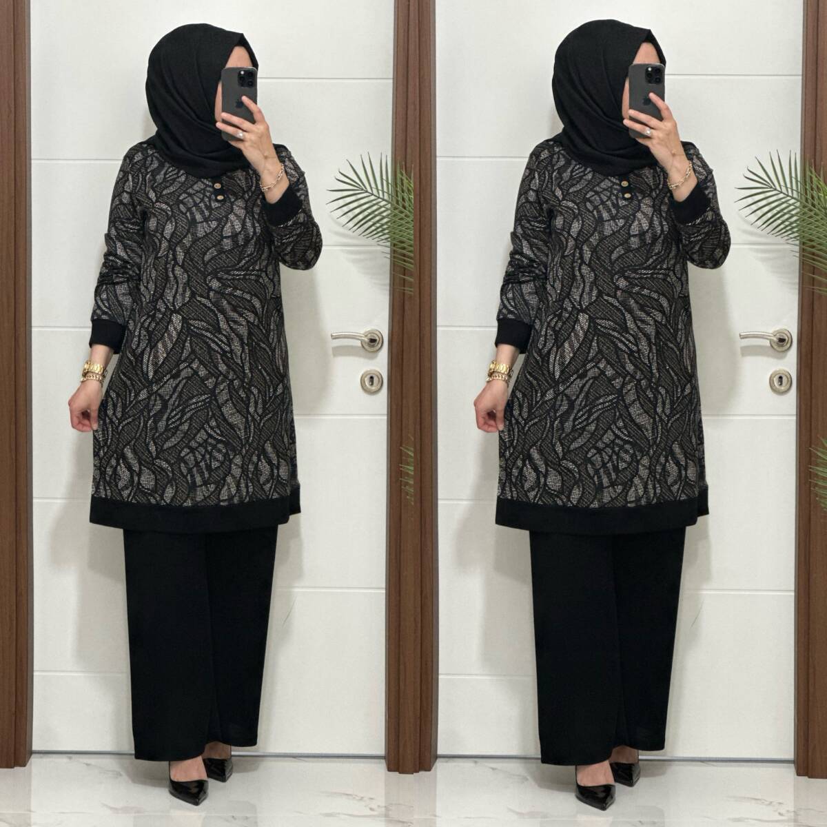 26135 K 130 SİYAH - KAHVE AYÇA TAKIM - 4