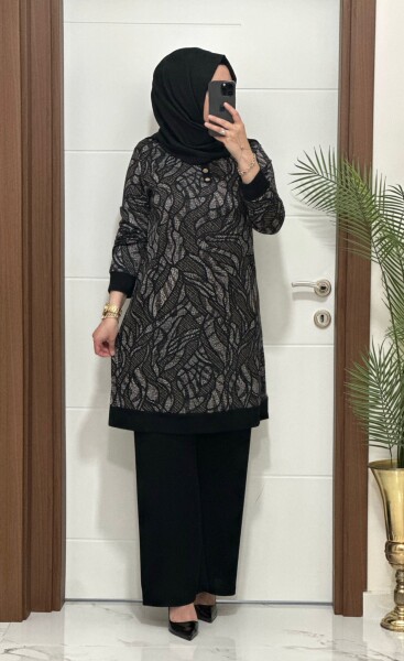 26135 K 130 SİYAH - KAHVE AYÇA TAKIM - MODA ALMİRA