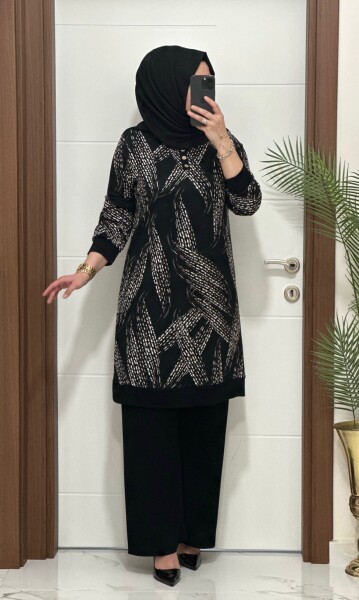 26135 K 130 SİYAH - VİZON AYÇA TAKIM - MODA ALMİRA