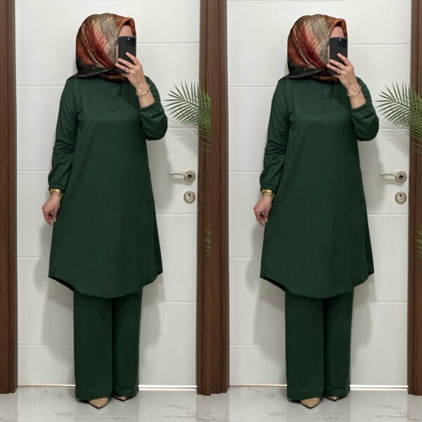 2622 K 100 YEŞİL DÜĞME DETAY LALE TAKIM - 3