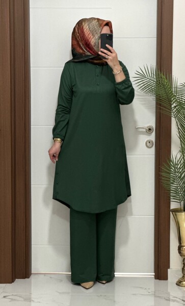 2622 K 100 YEŞİL DÜĞME DETAY LALE TAKIM - MODA ALMİRA