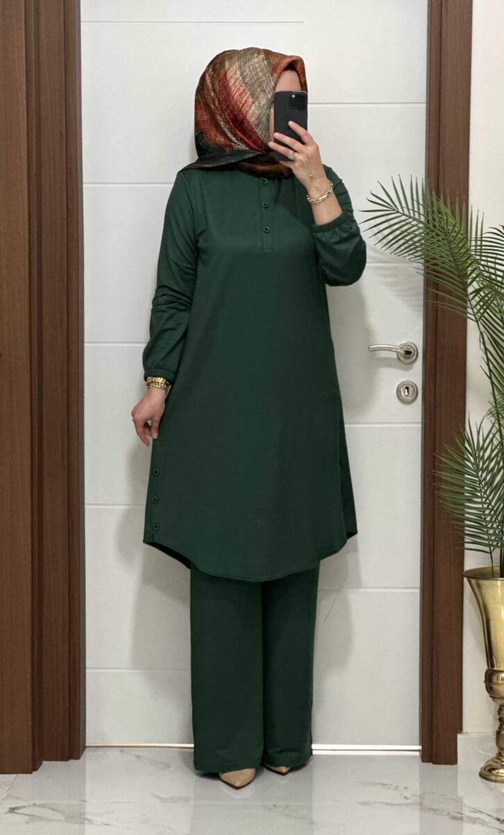 2622 K 100 YEŞİL DÜĞME DETAY LALE TAKIM - 1