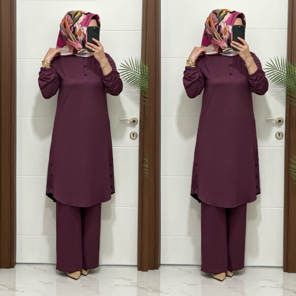 2622 K 100 VİOLET DÜĞME DETAY LALE TAKIM - 4