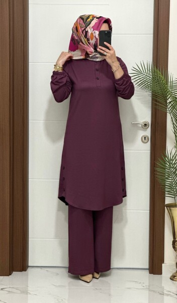 2622 K 100 VİOLET DÜĞME DETAY LALE TAKIM - 2