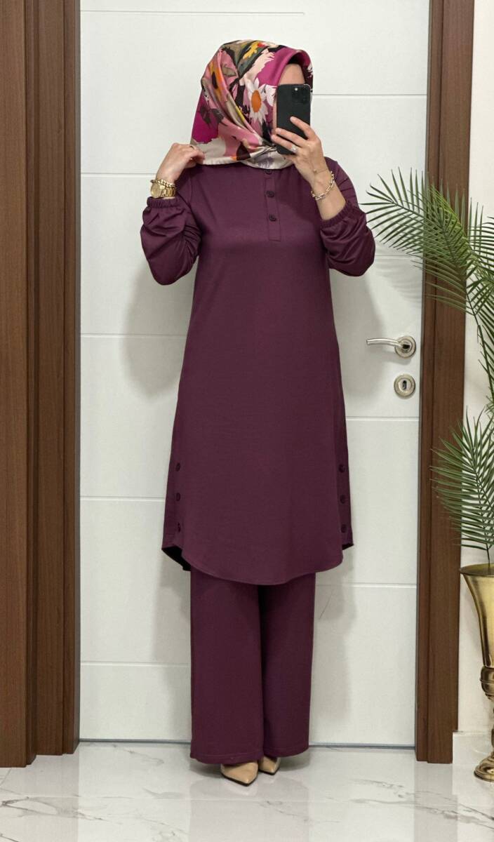 2622 K 100 VİOLET DÜĞME DETAY LALE TAKIM - 2