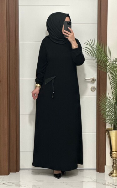 26331 K 140 SİYAH YENİ SEZON CEP KAPAKLI ELBİSE - MODA ALMİRA