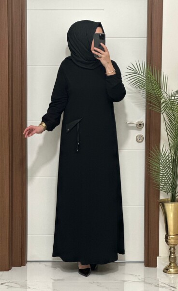 26331 K 140 SİYAH YENİ SEZON CEP KAPAKLI ELBİSE - 4