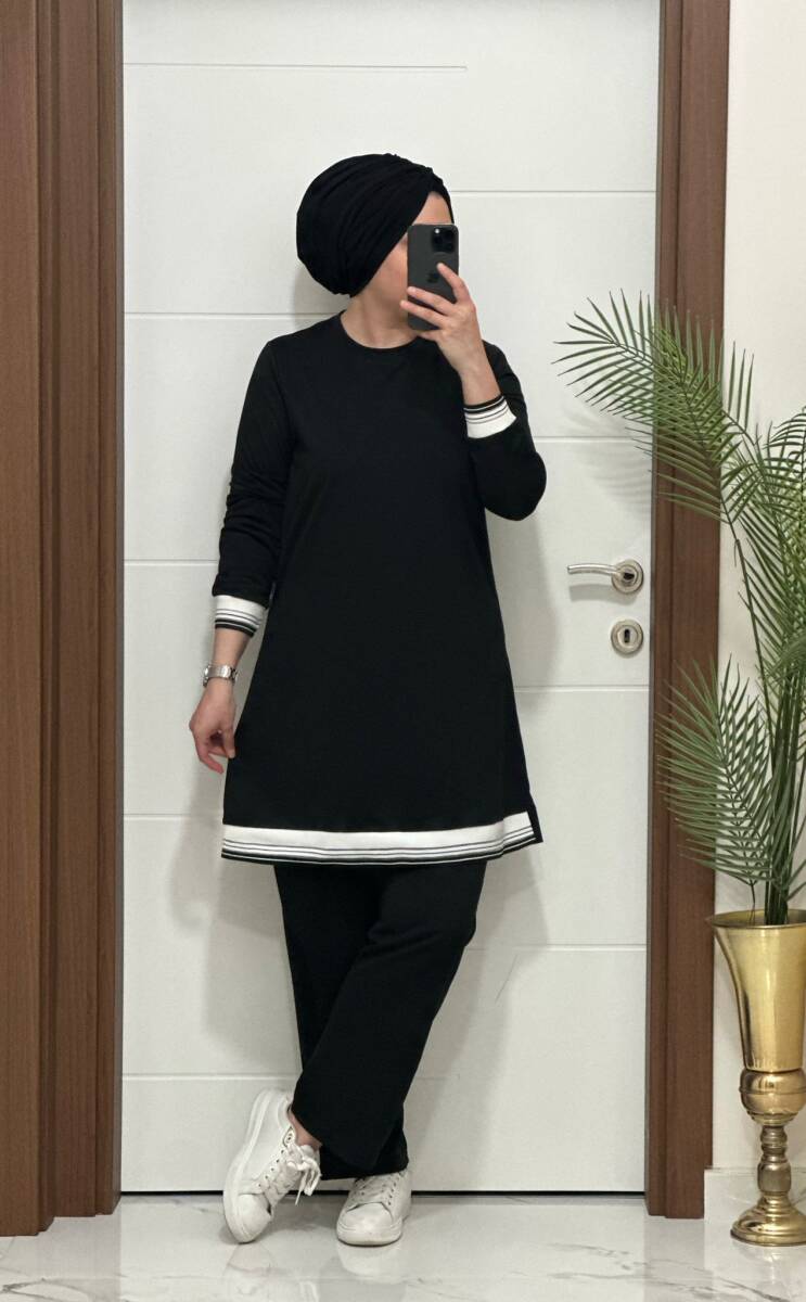 4580 K 70 SİYAH RİBANALI SPOR TAKIM - 1