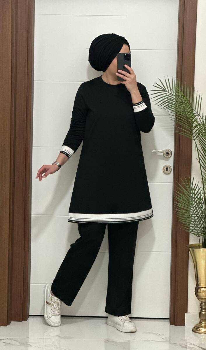 4580 K 70 SİYAH RİBANALI SPOR TAKIM - 3