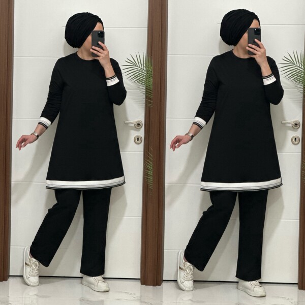 4580 K 70 SİYAH RİBANALI SPOR TAKIM - 4