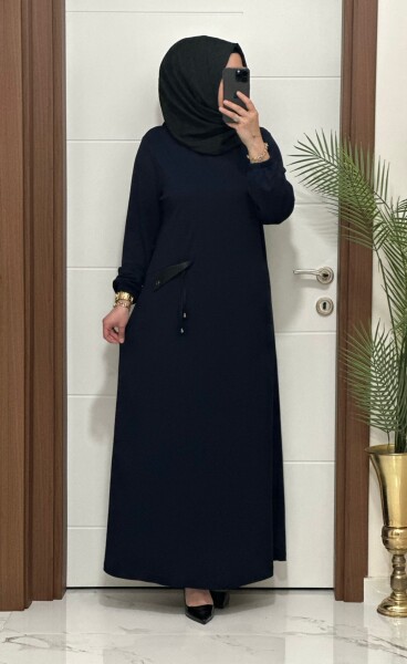 26331 K 140 LACİVERT YENİ SEZON CEP KAPAKLI ELBİSE - MODA ALMİRA