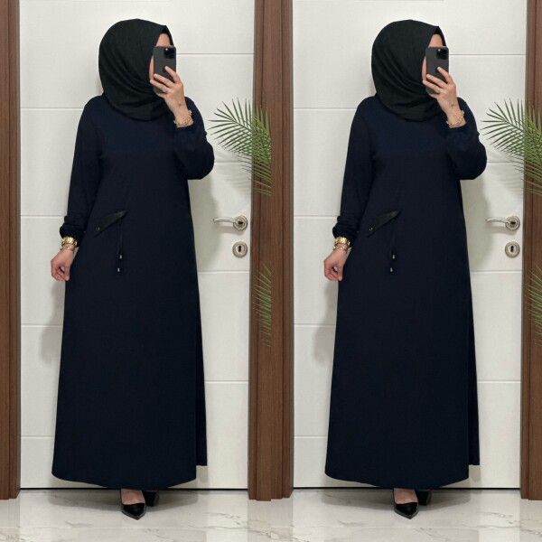 26331 K 140 LACİVERT YENİ SEZON CEP KAPAKLI ELBİSE - 2