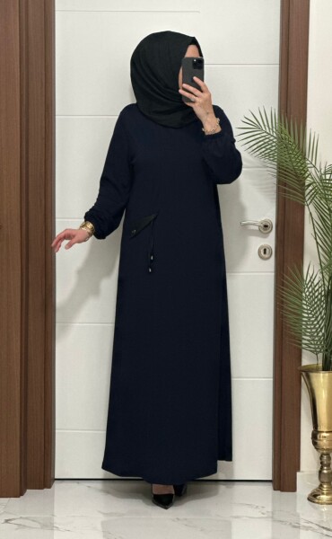 26331 K 140 LACİVERT YENİ SEZON CEP KAPAKLI ELBİSE - 4