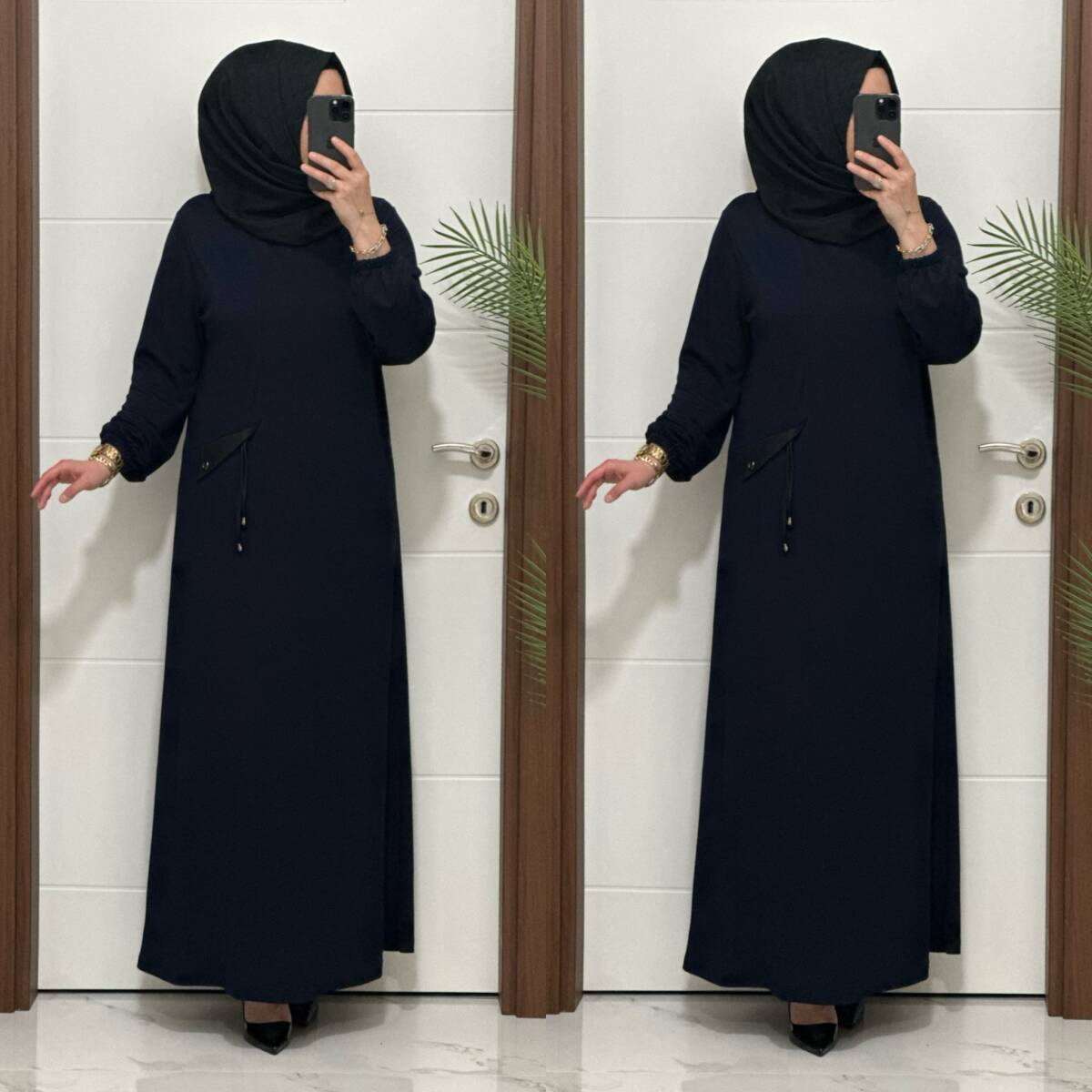 26331 K 140 LACİVERT YENİ SEZON CEP KAPAKLI ELBİSE - 5