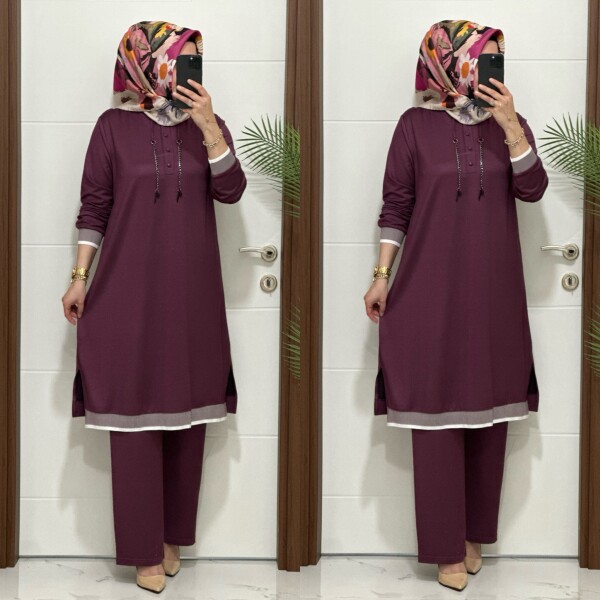 2661 K 125 VİOLET ZİNCİRLİ RİBANALI TAKIM - 3