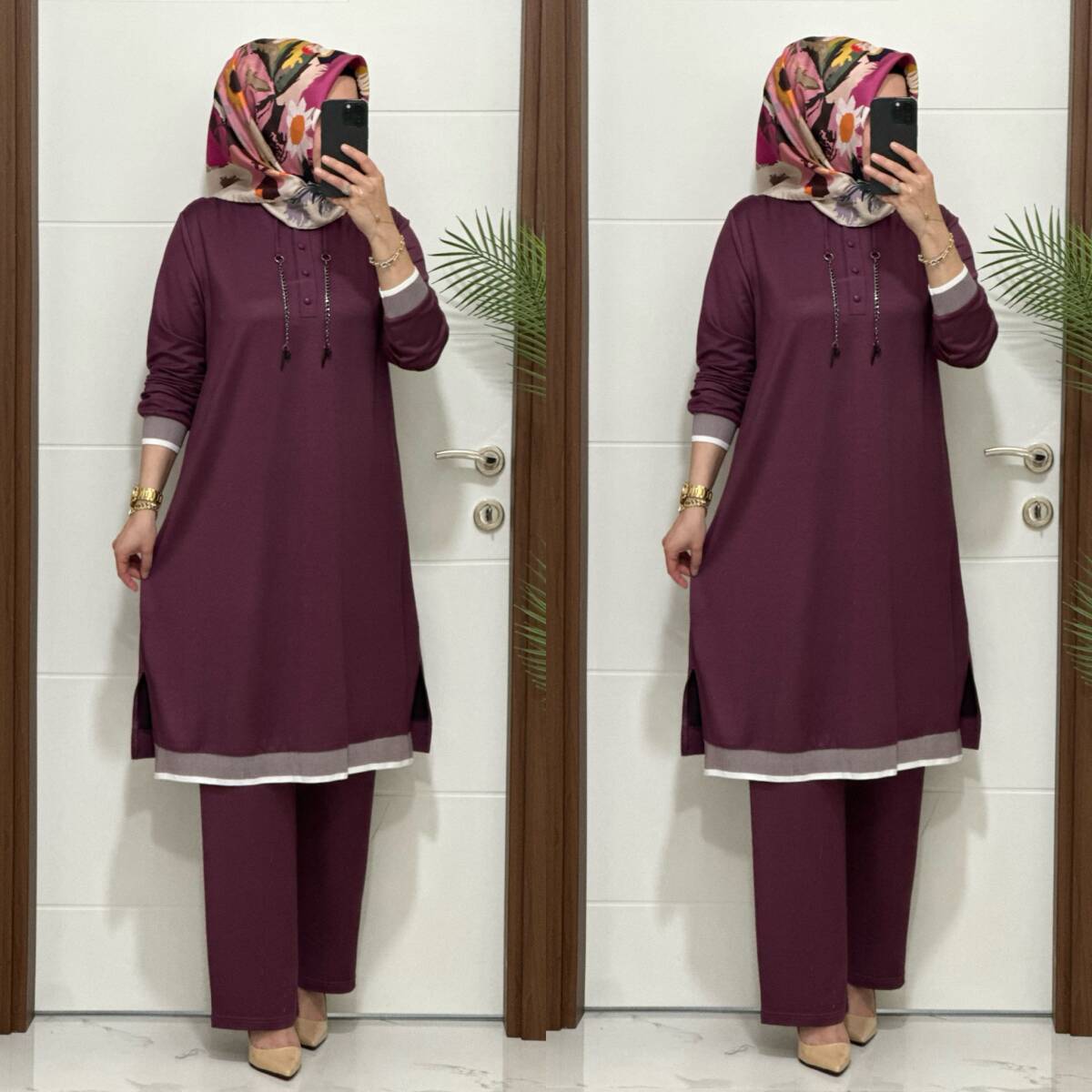 2661 K 125 VİOLET ZİNCİRLİ RİBANALI TAKIM - 3