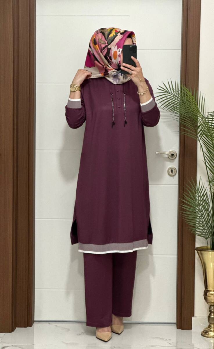 2661 K 125 VİOLET ZİNCİRLİ RİBANALI TAKIM - 1