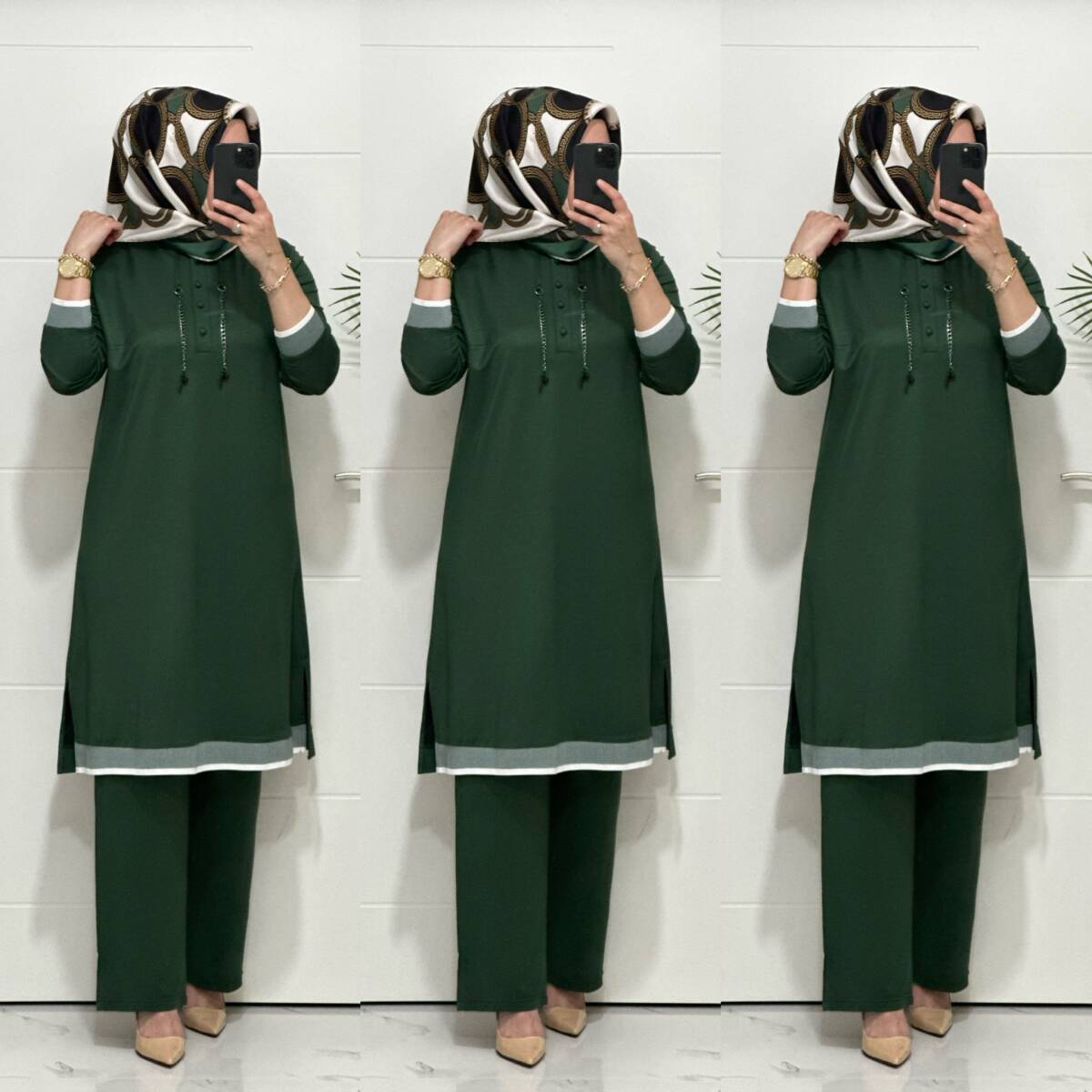 2661 K 125 YEŞİL ZİNCİRLİ RİBANALI TAKIM - 4