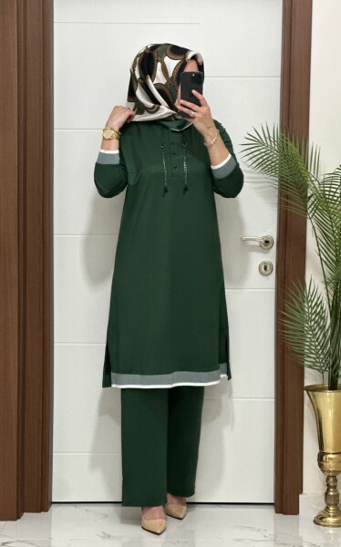 2661 K 125 YEŞİL ZİNCİRLİ RİBANALI TAKIM - MODA ALMİRA