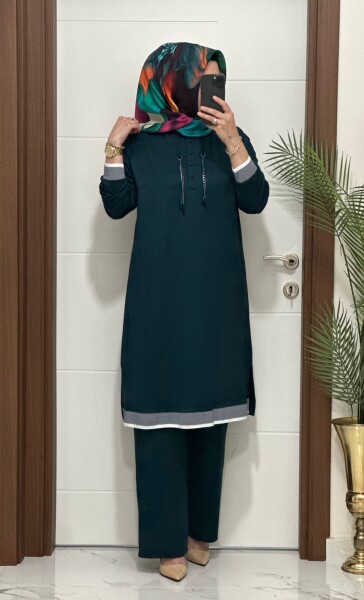 2661 K 125 PETROL ZİNCİRLİ RİBANALI TAKIM - MODA ALMİRA